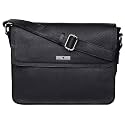 URBAN FOREST Cody Black Leather Messenger Bag for Men