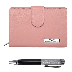 urban forest timmy rose pink leather wallet amp pen combo gift set for women