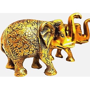 urban haat metal elephant showpiece 4 inch aluminium gold plated 2 piece