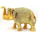 URBAN HAAT Metal Elephant Showpiece, 4 Inch, Aluminium Gold Plated, 1 Piece