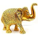 URBAN HAAT Metal Elephant Showpiece, 5 Inch, Aluminium Gold Plated, 1 Piece