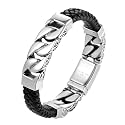Men's Stainless Steel, Leather Link Bracelet Collection