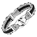 Urban Jewelry Men's Stainless Steel, Leather Link Bracelet Collection