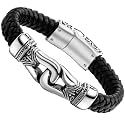 Urban Jewelry Men's Stainless Steel, Leather Link Bracelet Collection