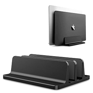urban kings 2 slot double vertical laptop stand for desk aluminum adjustable size amp space saver desktop holder with adjustable dock size for all laptops size 1334 1434 15634 17 inch