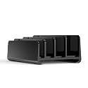 URBAN KINGS 4 Slot Double Vertical Laptop Stand for Desk Aluminum Adjustable Size &amp; Space Saver Desktop Holder with Adjustable Dock Size for All laptops Size 13" 14" 15.6" 17 inch (Four Black)