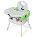 URBAN KINGS Deluxe Comfort 4 in 1 Folding Booster Seat High Chair Toddlers Booster Seat for Eating with 3-Point Harness Secures Baby Tightly While You Feed -Dishwasher Safe Tray (Green)