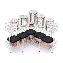 URBAN KRAFT Stainless Steel 2 Tier L-Shape Kitchen Corner Rack - Double Layer Multipurpose Kitchen Storage Rack- Heavy Guage Mirror Polished Bathroom Stand, Free Standing, Tiered Shelf