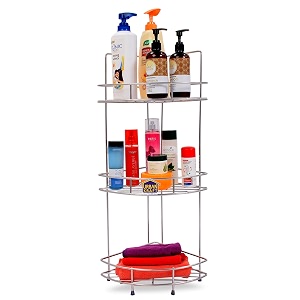 urban kraft stainless steel 3 tier round corner rack for kitchen -3 layer multipurpose accessories organizer stand for bathroom shelf