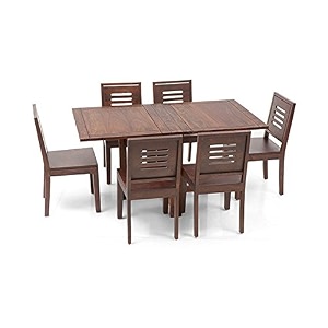 urban ladder danton 3-to-6 - capra 6 seat folding dining table set finish  teak
