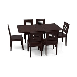urban ladder danton 3-to-6 - capra 6 seat folding dining table set finish  mahogany