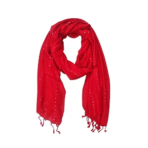 sequence rayon self design stole with fringes for women