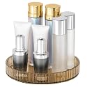 URBAN LUXY 360° Rotating Vanity Organizer | Makeup Organizer for Cosmetics, Skincare, Perfume &amp; Lipsticks | Clear Countertop Dressing Table Storage Rack | Amber Gold, 1 Tier