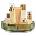 URBAN LUXY 360° Rotating Vanity Organizer | Makeup Organizer for Cosmetics, Skincare, Perfume &amp; Lipsticks | Clear Countertop Dressing Table Storage Rack | Vintage Green, 1 Tier