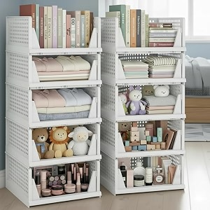 urban luxy foldable amp stackable clothes organizer white 10pcs