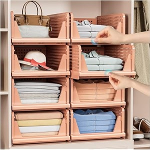 urban luxy storage organizer  wardrobe organizer for clothes  cupboard organizer  foldable shirt stacker box  cloth box for almirah  closet storage basket grey 1pcs