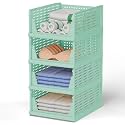 URBAN LUXY Storage Organizer | Wardrobe Organizer for Clothes | Cupboard Organizer | Foldable Shirt Stacker Box | Cloth Box for Almirah | Closet Storage Basket (Grey, 1PCS)
