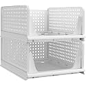 URBAN LUXY Clothes Organizer for Wardrobe Cupboard Organizer for Clothes Foldable and Stackable Closet Organizer Drawer Organizer for Clothes (2PCS-Small, White)