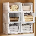 URBAN LUXY Foldable &amp; Stackable Clothes Organizer for Wardrobe |Shirt Storage Stacker for Clothes | 6PCS | White