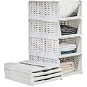 URBAN LUXY Clothes Organizer for Wardrobe Cupboard Organizer for Clothes Foldable and Stackable Closet Organizer Drawer Organizer for Clothes (5PCS-Small, White)