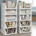URBAN LUXY Foldable &amp; Stackable Clothes Organizer, White, 10PCS