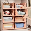 URBAN LUXY Storage Organizer | Wardrobe Organizer for Clothes | Cupboard Organizer | Foldable Shirt Stacker Box | Cloth Box for Almirah | Closet Storage Basket (Grey, 1PCS)