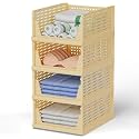 URBAN LUXY Storage Organizer | Wardrobe Organizer for Clothes | Cupboard Organizer | Foldable Shirt Stacker Box | Cloth Box for Almirah | Closet Storage Basket (Grey, 1PCS)