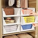 URBAN LUXY Foldable &amp; Stackable Clothes Organizer for Wardrobe |Shirt Storage Stacker for Clothes | 5PCS | White