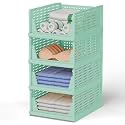 URBAN LUXY Storage Organizer | Wardrobe Organizer for Clothes | Cupboard Organizer | Foldable Shirt Stacker Box | Cloth Box for Almirah | Closet Storage Basket (White, 2PCS)