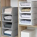 URBAN LUXY Polyester Clothes Organizer For Wardrobe Cupboard Organizer For Clothes Foldable And Stackable Closet Organizer Drawer Organizer For Clothes (30Pcs-Big, Grey), Drawer Organizers