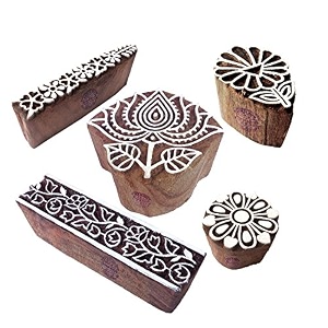 urban pattern lotus and border wood block stamps set of 5