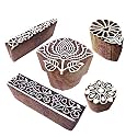Urban Pattern Lotus and Border Wood Block Stamps (Set of 5)