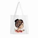 Books Lover Girl - Printed Cotton Canvas Tote Bag (white), Gift For Friend (14 * 16) inches