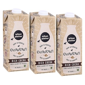 urban platter oatwow rich cocoa 1l pack of 3 dairy-free oat beverage sugar-free amp rich chocolate flavour lactose-free