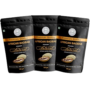 urban prakriti african baobab powder 100g pack of 3  vegan superfood for men and women  best for the gut health immunity amp skin  rich in dietary fiber vitamin c  source of potassium iron