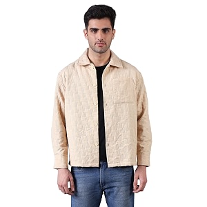 Urban Scottish Mens Oversized Shacket Cotton Jacquard