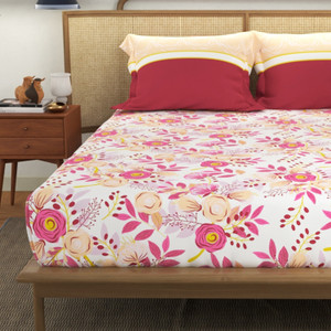 urban space cotton double flat 144 tc printed 1 bedsheet with 2 pillow covers