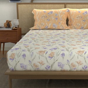 urban space cotton double flat 144 tc printed 1 bedsheet with 2 pillow covers