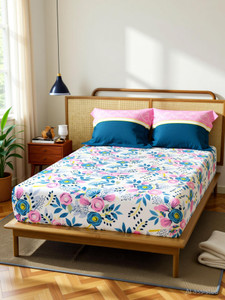 urban space cotton double flat 144 tc printed 1 bedsheet with 2 pillow covers