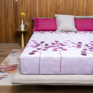 urban space cotton double flat 144 tc printed 1 summer bedsheet with 2 pillow covers