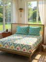 Urban Space Cotton Double Flat 144 TC Printed 1 Bedsheet with 2 Pillow Covers