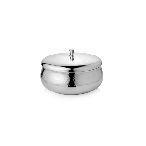 urban spoon signature hammered double walled stainless steel serving bowl with lid  storage bowl - 1000 ml