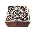 Urban Square Flower Pattern Wood Print Textile Stamp - DIY Henna Fabric Textile Paper Clay Pottery Block Printing Stamp