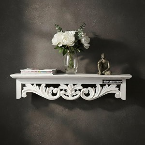 the urban store shelf wooden wall mounted distressed white color 60 x 15 x 13 cm pack of one french country style elegantly floral hand crafted for home and office decor tusslf15