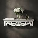 THE URBAN STORE Shelf Wooden Wall Mounted Distressed White Color 60 x 15 X 13 CM Pack of One French Country Style Elegantly Floral Hand Crafted for Home and Office Decor TUSSLF15