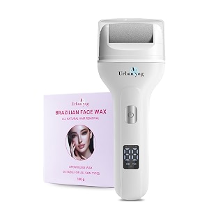 urban yog callus remover amp brazilian face wax combo  rechargeable foot dead skin remover  liposoluble stripless wax for womens face  3 rollers type-c charge natural wax 100g