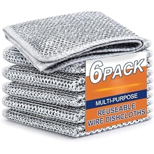 steel wool scrubber for kitchen cleaning easy rinsing non-scratch wire dishcloth machine washable multipurpose wire dishwashing rags for pots pans and more pack of 6