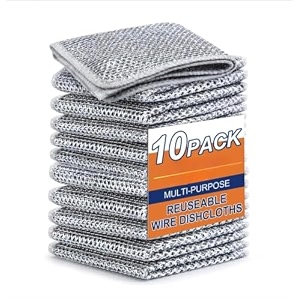 steel wool scrubber for kitchen cleaning easy rinsing non-scratch wire dishcloth machine washable multipurpose wire dishwashing rags for pots pans and more pack of 10