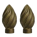 Urbanest Set of 2 Worcester Finial, 2 3/8-inch Tall, Antique Bronze