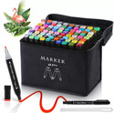 URBANHUDA Dual Tip Art Markers-48 48 PCS Bullet and Calligraphy Alcohol Ink Marker Nib Nib Sketch Pens